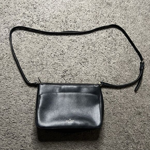 Kate Spade Cedar Street Carine Leather Small Crossbody Bag Purse Black Authentic - Picture 1 of 8